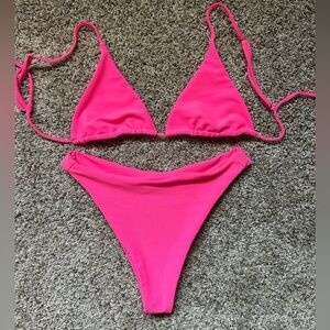 Pink ribbed Skatie bikini